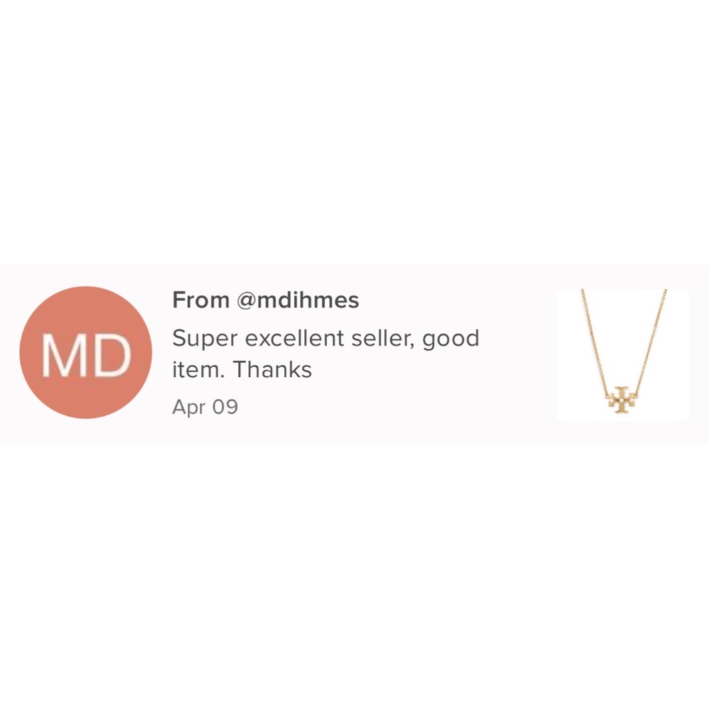 TORY BURCH • Gold Kira Logo Charm Pendant Necklace - Picture 6 of 7